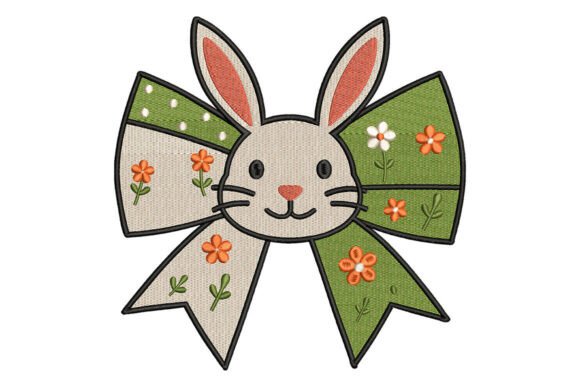 Bunny Bow Embroidery Design
