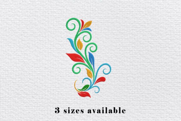 Colorful Floral Swirl Embroidery File