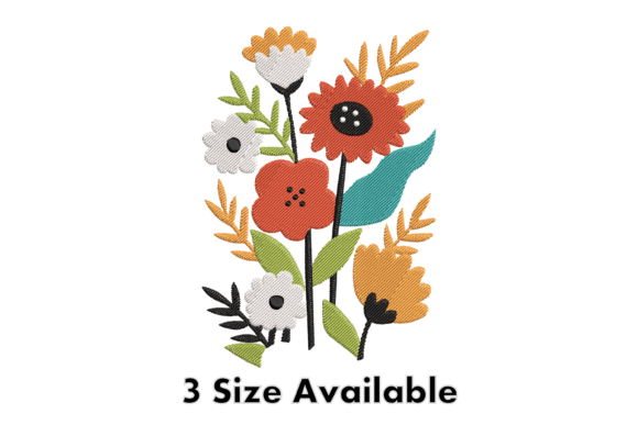 Colorful Wildflower Embroidery Design