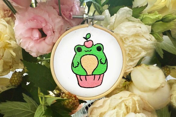 Cupcake Frog Machine Embroidery