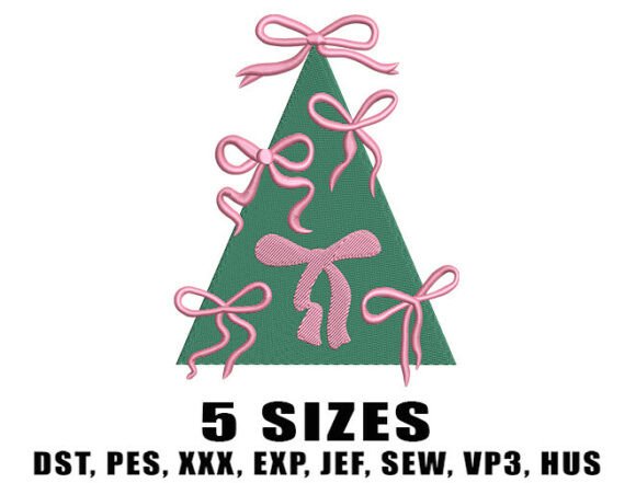 Cute Pink Bow Tree Embroidery Design