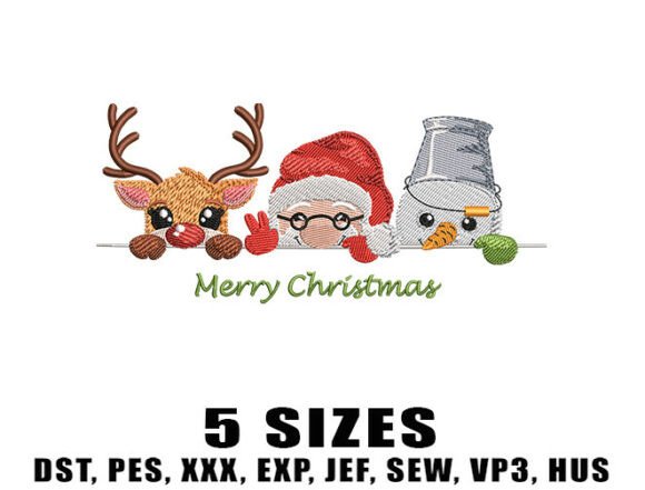 Cute Santa Peek Embroidery Design