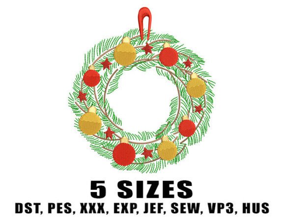 Festive Wreath Embroidery Design