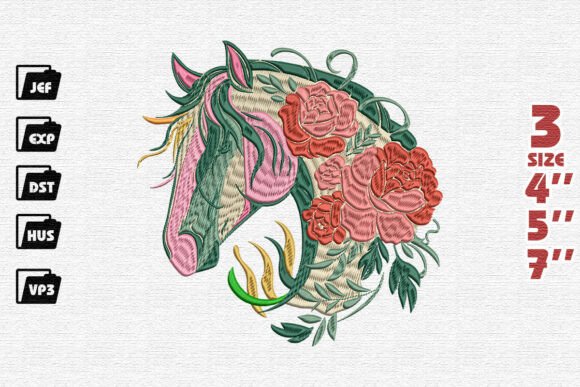 Floral Horse Head Embroidery