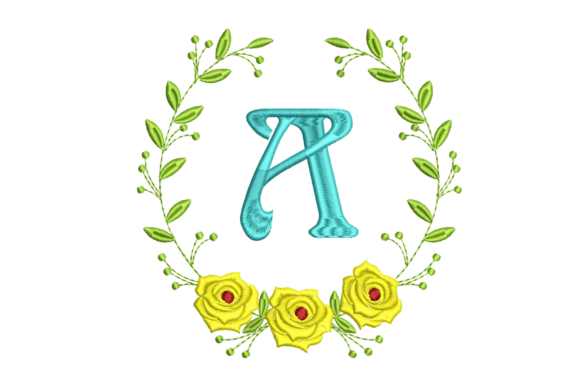 Floral Monogram A Embroidery Design