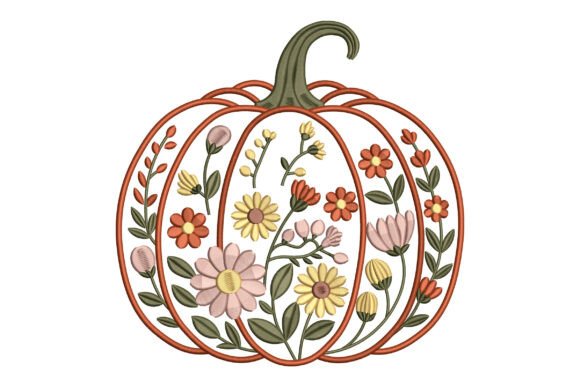 Floral Pumpkin Embroidery