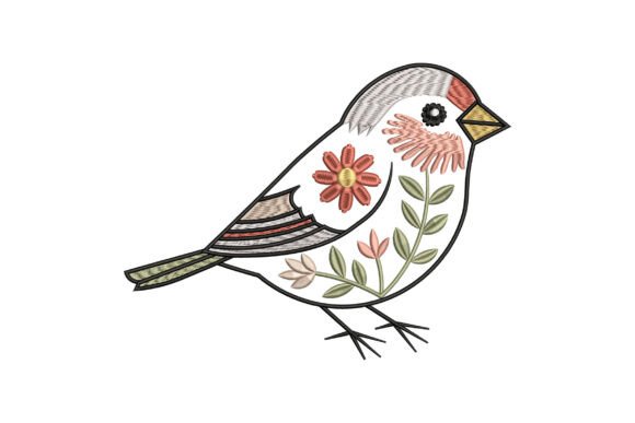 Floral Sparrow Embroidery