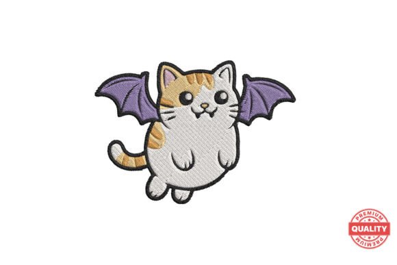 Flying Bat Wing Cat Embroidery