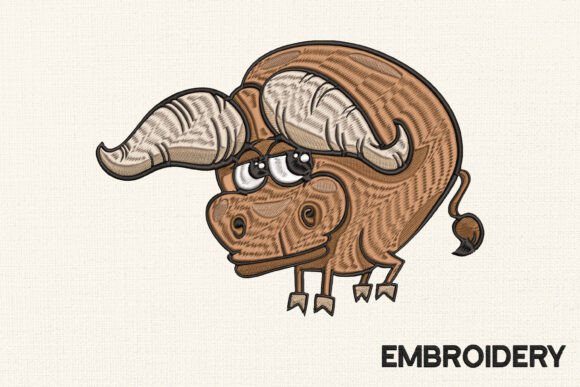 Funny Buffalo Embroidery Design