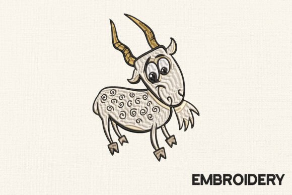 Funny Goat Embroidery Design