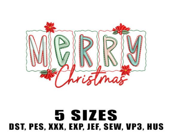 Merry Christmas Frame Embroidery Design