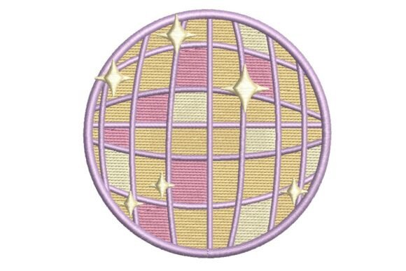 Pastel Disco Ball with Stars Embroidery Design