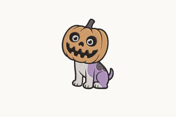 Pumpkin Head Dog Embroidery