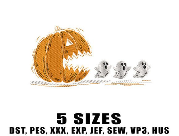 Pumpkin Hunting Ghost Embroidery Designs