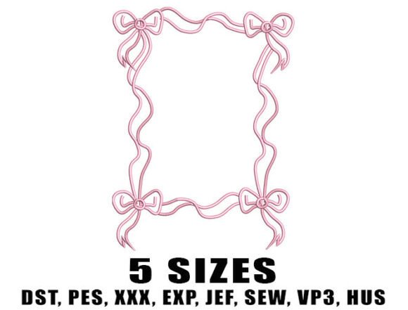 Rectangle Ribbon Frame Embroidery Design
