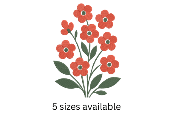 Red Flower Bouquet Embroidery Design