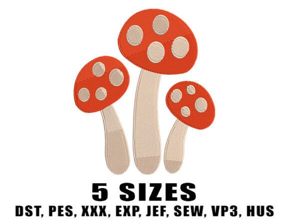 Red Mushroom Embroidery Design