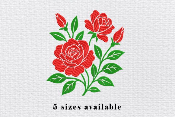Red Rose Embroidery Design Art