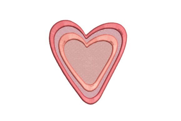 Retro Layered Heart Embroidery Design