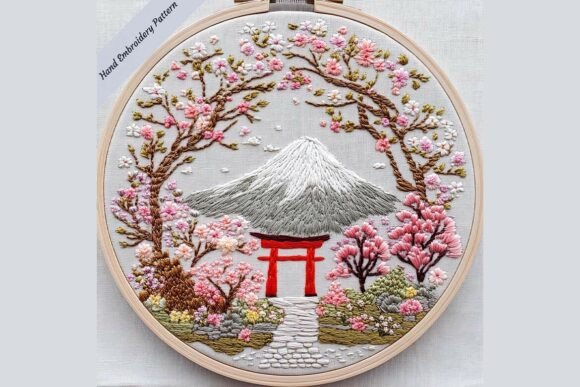 Sacura Fuji Torii Gate Embroidery Patt02