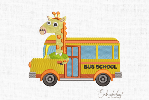 School Bus Embroidery Design File