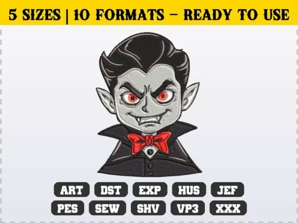 Spooky Halloween Vampire Boy Embroidery