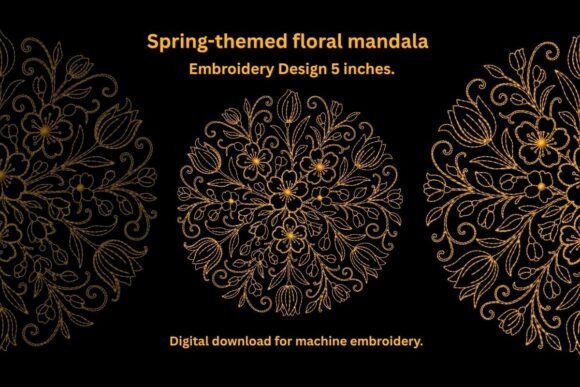 Spring-themed Floral Mandala. Embroidery